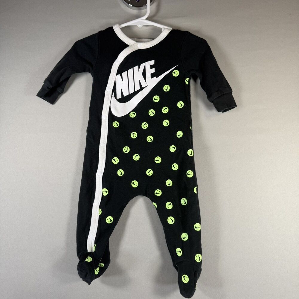 NIKE Unisex Baby Boy Girl Black Zip Coverall Romper Clothes Outfit sz 6 MO